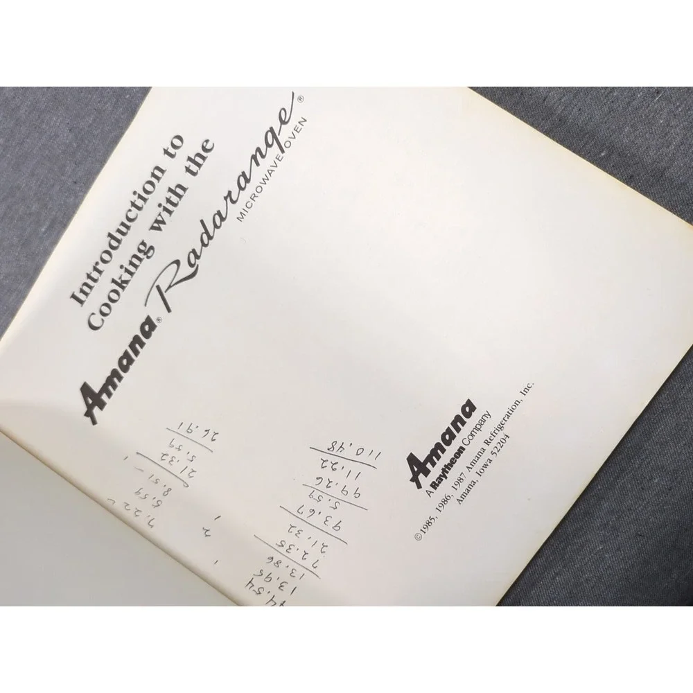 1987 Introduction To Cooking With The Amana Radarange Microwave Oven PB Cookbook